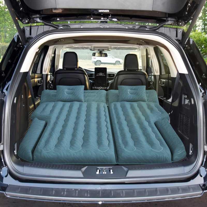 Umbrauto SUV Air Mattress, Quick Inflation Inflatable Car Camping Bed for Back Trunk Sleeping, Flocked Surface/Leakproof PVC/Reinforced Bottom Airbed Fits Most SUVs with Pump, Pillows, Carry Bag - Image 1